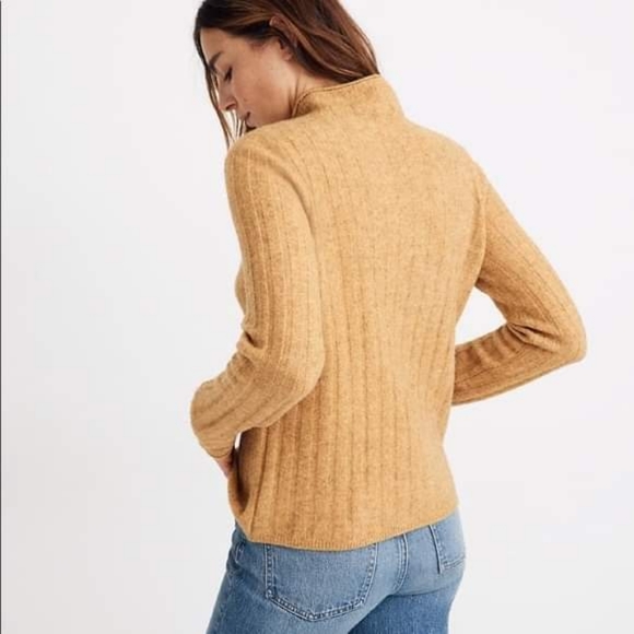 MADEWELL | Ribbed mustard Heathered turtle neck sweater - Picture 2 of 3